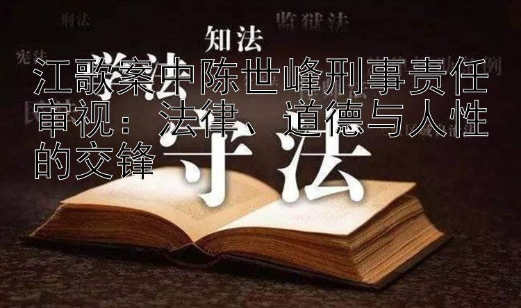 江歌案中陈世峰刑事责任审视：法律、道德与人性的交锋