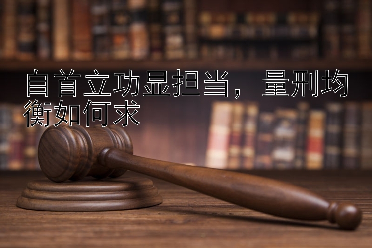 自首立功显担当，量刑均衡如何求