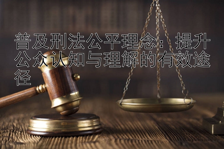 普及刑法公平理念：提升公众认知与理解的有效途径