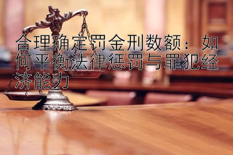 合理确定罚金刑数额：如何平衡法律惩罚与罪犯经济能力