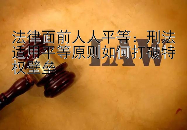 法律面前人人平等：刑法适用平等原则如何打破特权壁垒