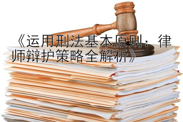 《运用刑法基本原则：律师辩护策略全解析》