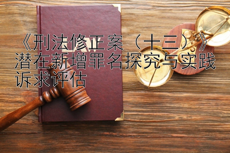 《刑法修正案（十三）》潜在新增罪名探究与实践诉求评估