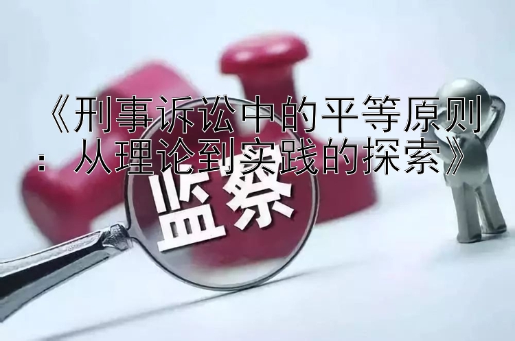 《刑事诉讼中的平等原则：从理论到实践的探索》