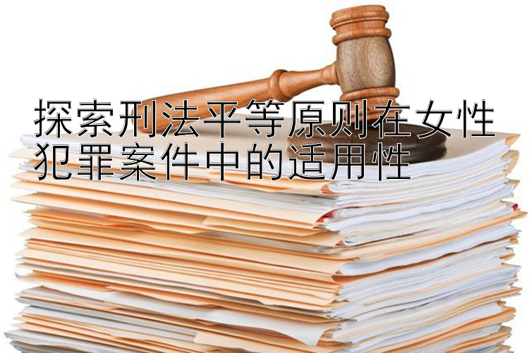 探索刑法平等原则在女性犯罪案件中的适用性