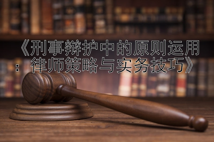 《刑事辩护中的原则运用：律师策略与实务技巧》