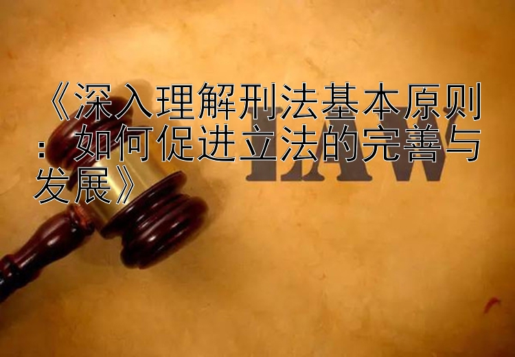 《深入理解刑法基本原则：如何促进立法的完善与发展》