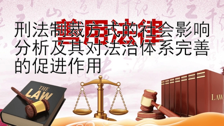 刑法制裁方式的社会影响分析及其对法治体系完善的促进作用