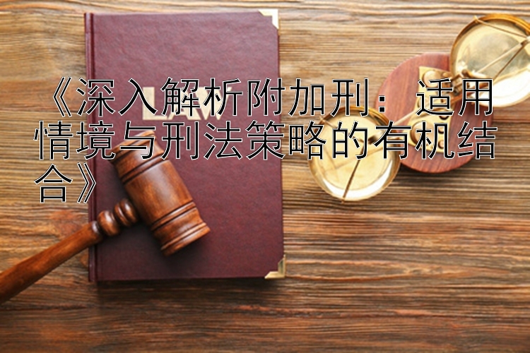 《深入解析附加刑：适用情境与刑法策略的有机结合》