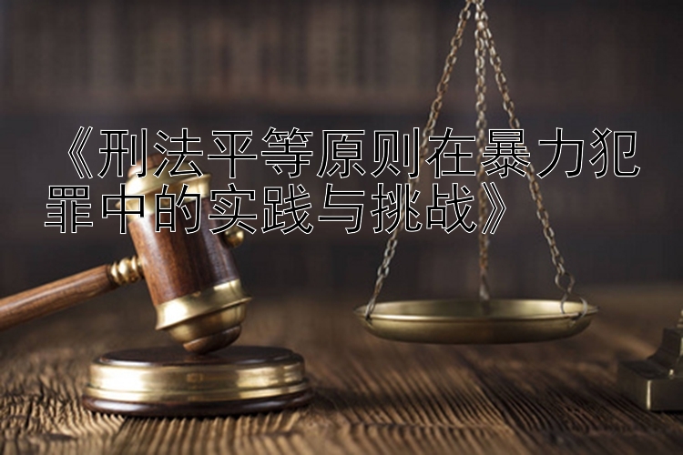 《刑法平等原则在暴力犯罪中的实践与挑战》