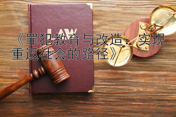 《罪犯教育与改造：实现重返社会的路径》