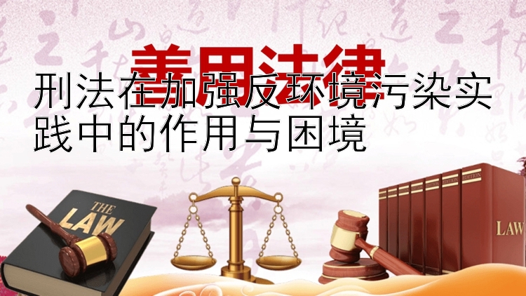 刑法在加强反环境污染实践中的作用与困境