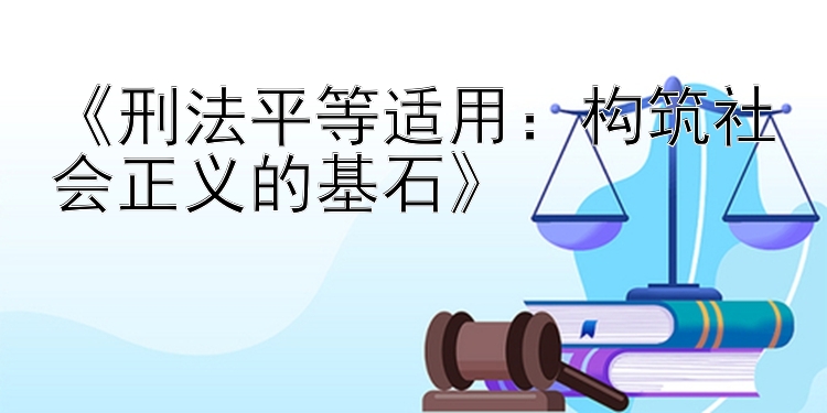 《刑法平等适用：构筑社会正义的基石》