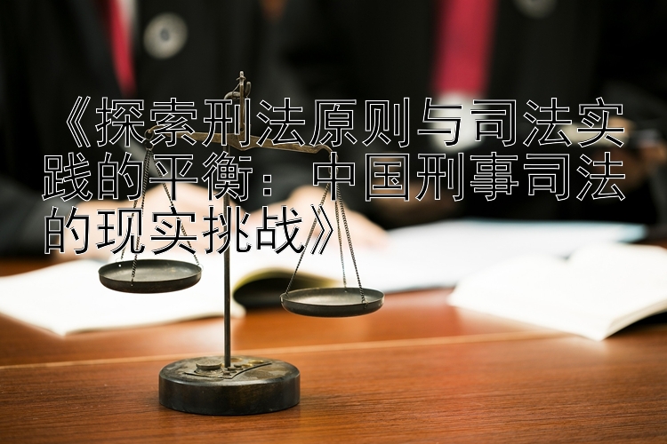 《探索刑法原则与司法实践的平衡：中国刑事司法的现实挑战》