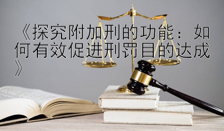 《探究附加刑的功能：如何有效促进刑罚目的达成》