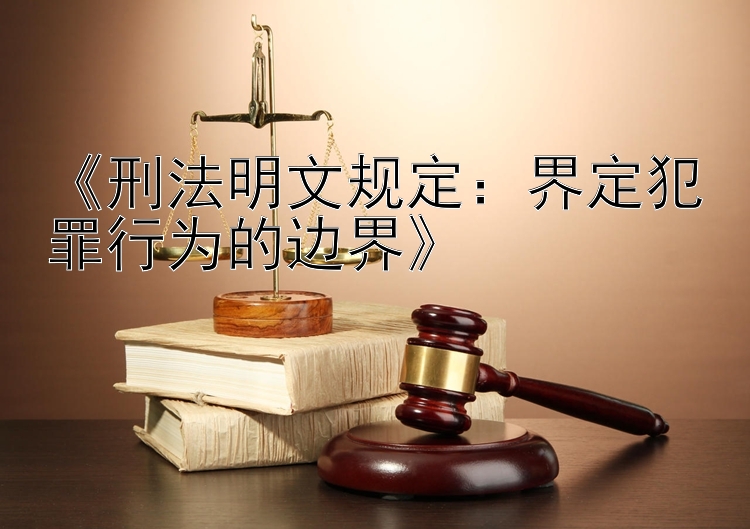 《刑法明文规定：界定犯罪行为的边界》