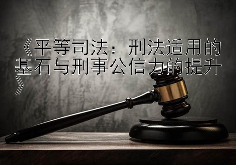 《平等司法：刑法适用的基石与刑事公信力的提升》