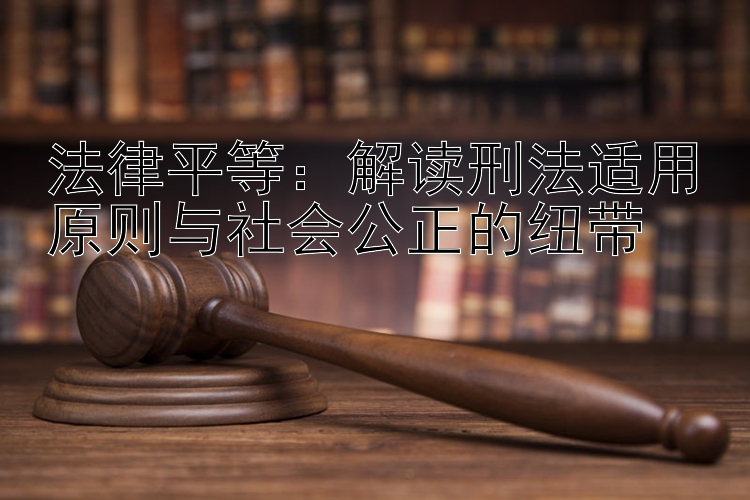 法律平等：解读刑法适用原则与社会公正的纽带