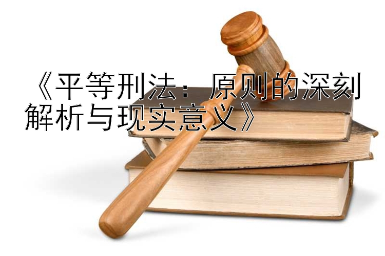 《平等刑法：原则的深刻解析与现实意义》