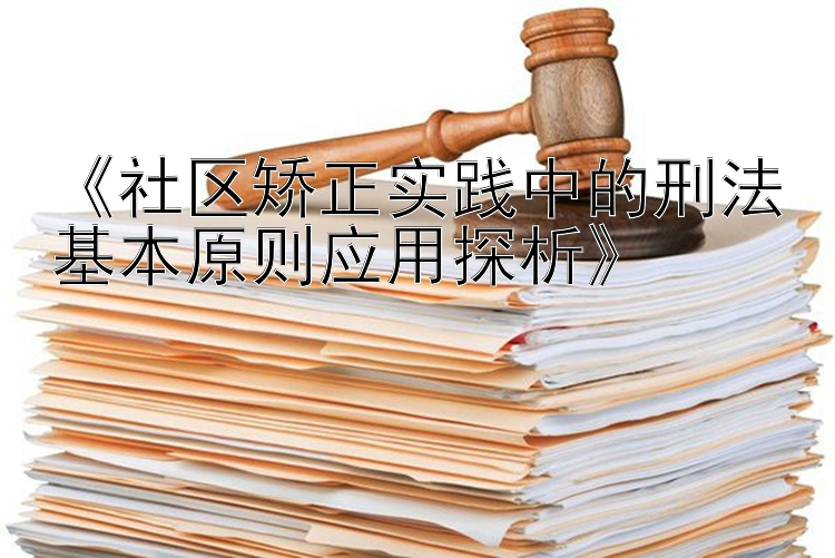 《社区矫正实践中的刑法基本原则应用探析》