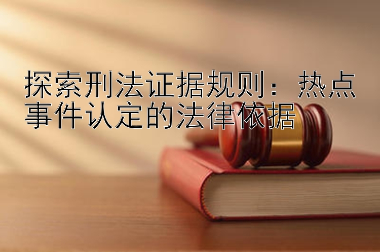 探索刑法证据规则：热点事件认定的法律依据