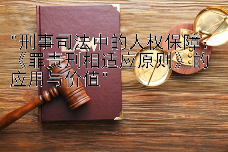 刑事司法中的人权保障：《罪责刑相适应原则》的应用与价值