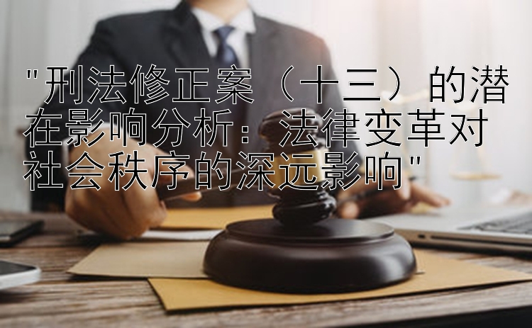 刑法修正案（十三）的潜在影响分析：法律变革对社会秩序的深远影响