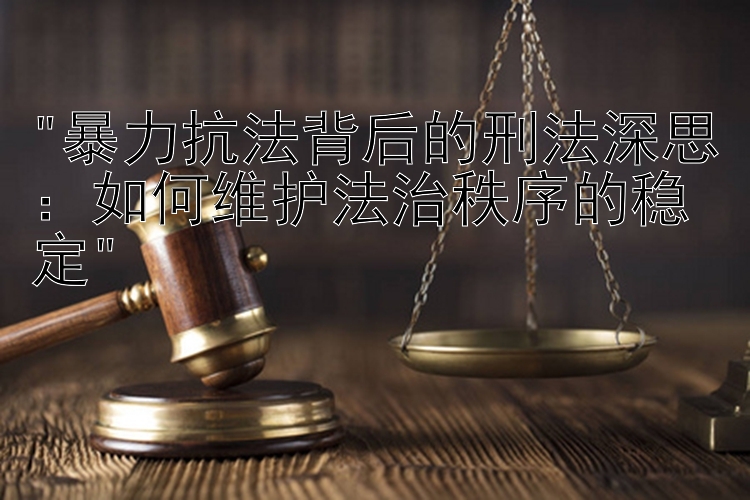 暴力抗法背后的刑法深思：如何维护法治秩序的稳定