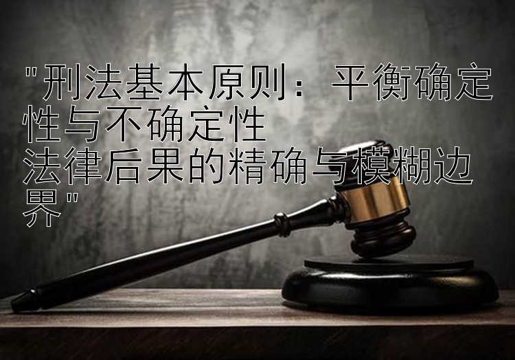 刑法基本原则：平衡确定性与不确定性
法律后果的精确与模糊边界