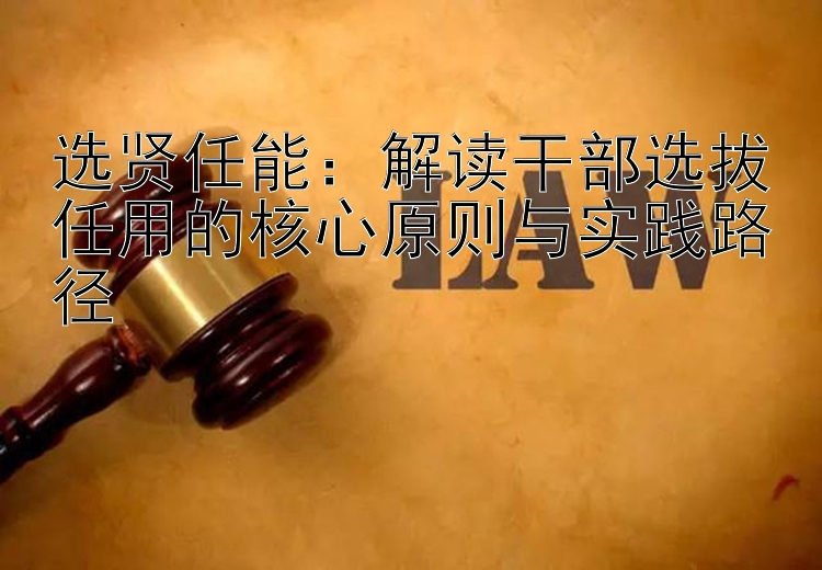 选贤任能：解读干部选拔任用的核心原则与实践路径